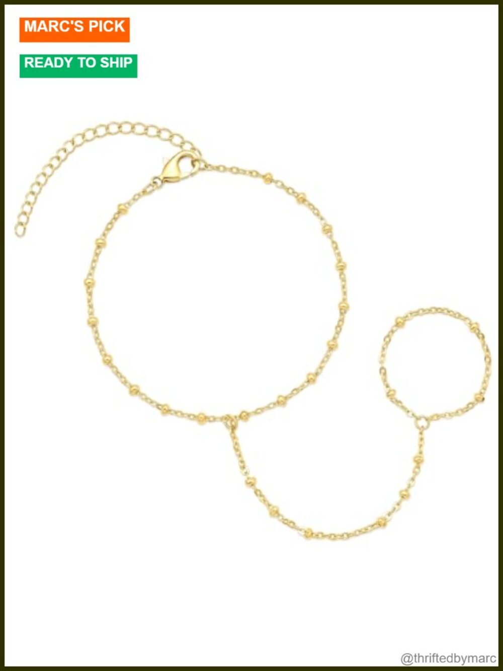 14K Gold Hand Chain Bracelet for Women Minimalist Bead Chain